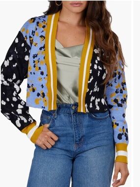 Saachi Two-Tone Floral Cardigan
